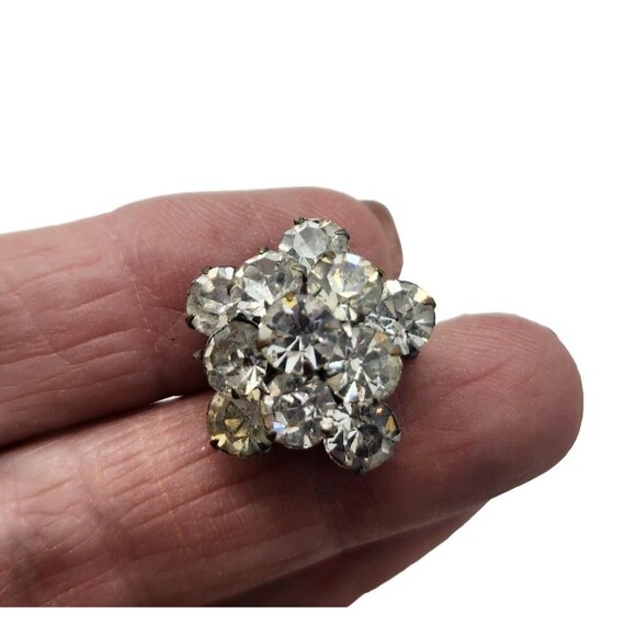 Vintage Round Sparkling Brooch Collar Pin Hat Accent Dazzling Mini 1" - Picture 14 of 16